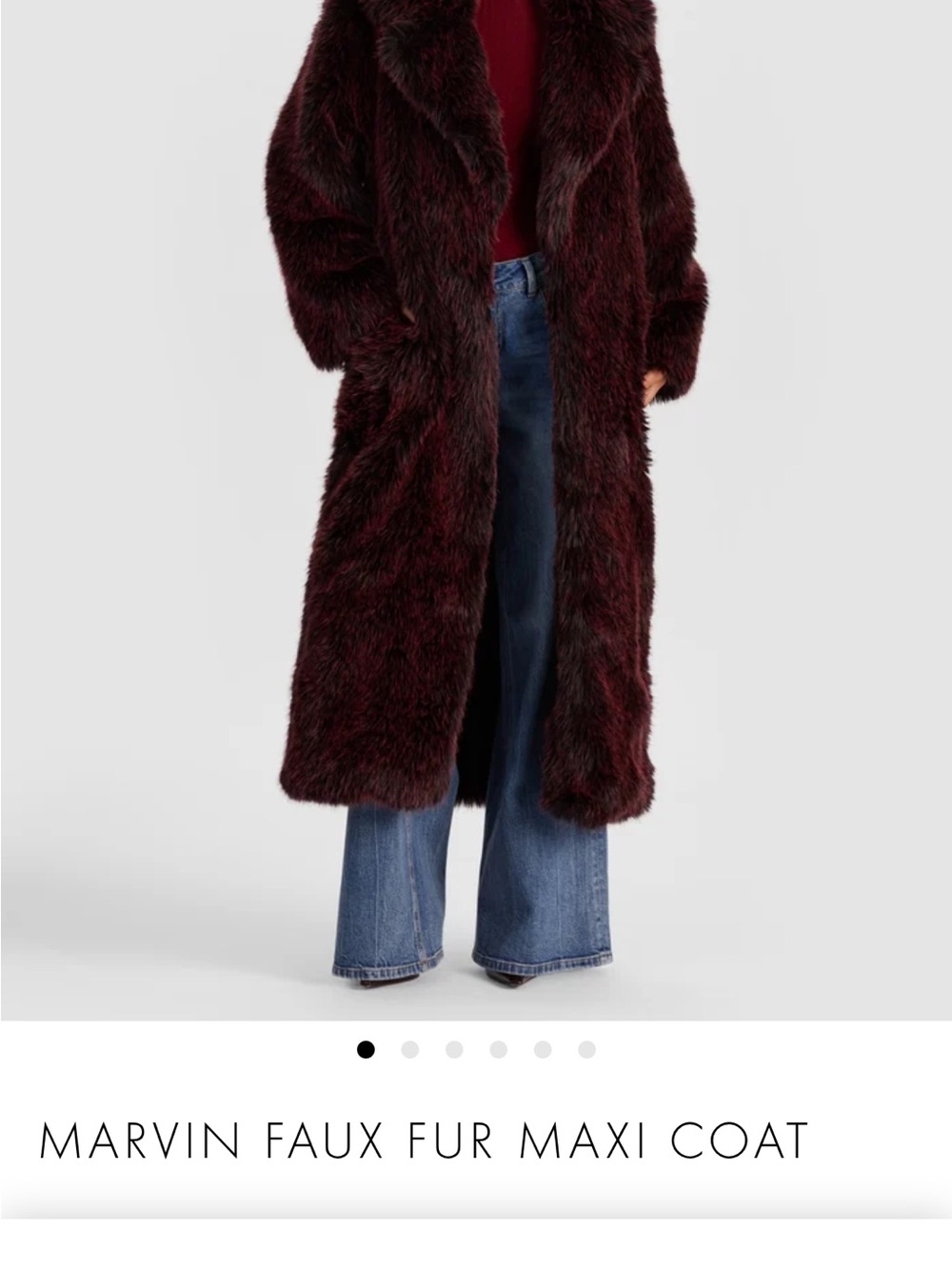 Alice + Olivia Marvin Faux Fur Maxi Coat in Deep Wine (Merlot and Black color)